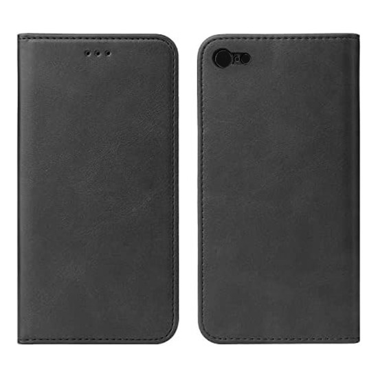 Leather Flip Cover with Internal Pocket For Apple Iphone 7g/8g/SE Black